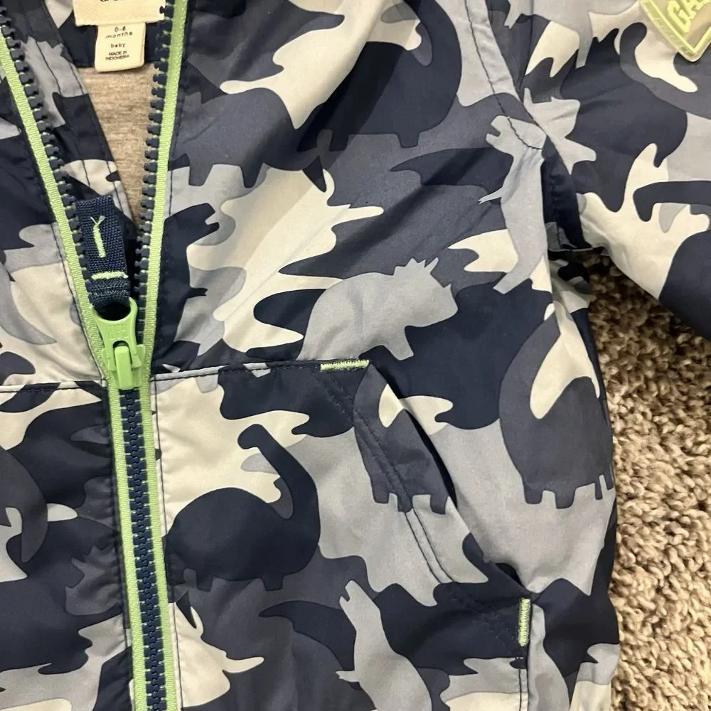 Gap 0-6‎ Months Jersey Lined Dinosaur Camo Windbreaker Jacket
